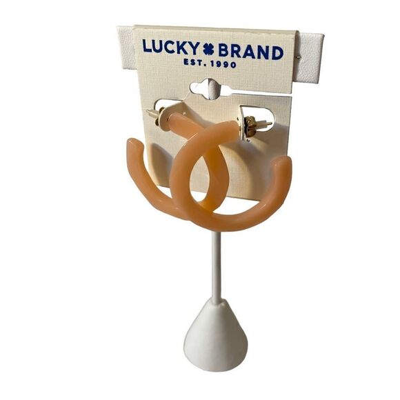 Peach Toned Faceted Resin Hoops. Great Neutral Color. - Picture 3 of 5